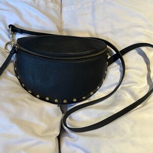 Lucky Brand black leather crossbody bag with studs